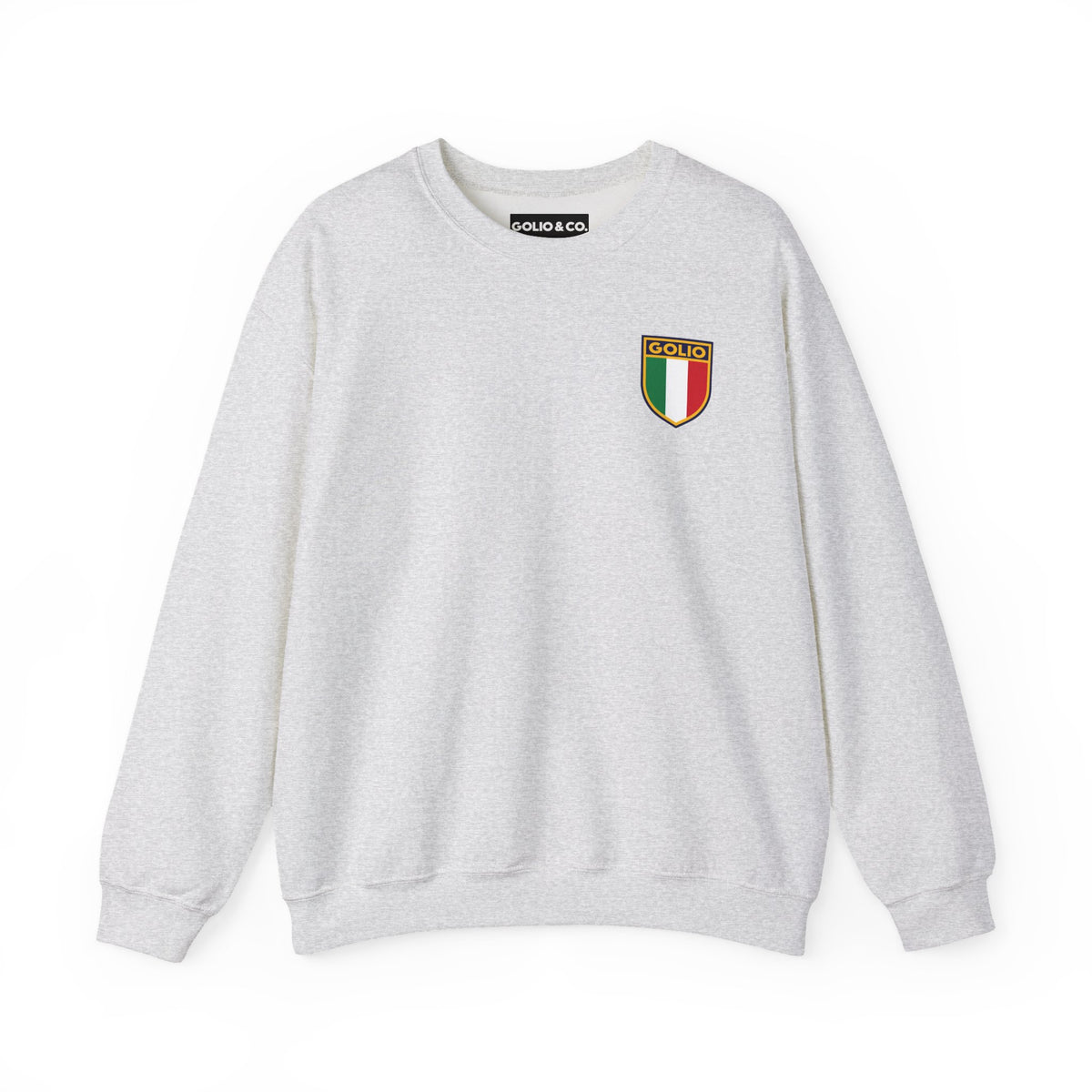 Embroidered Italian Crest Golio Style Crewneck Sweatshirt — Retro Italian Flag Patch