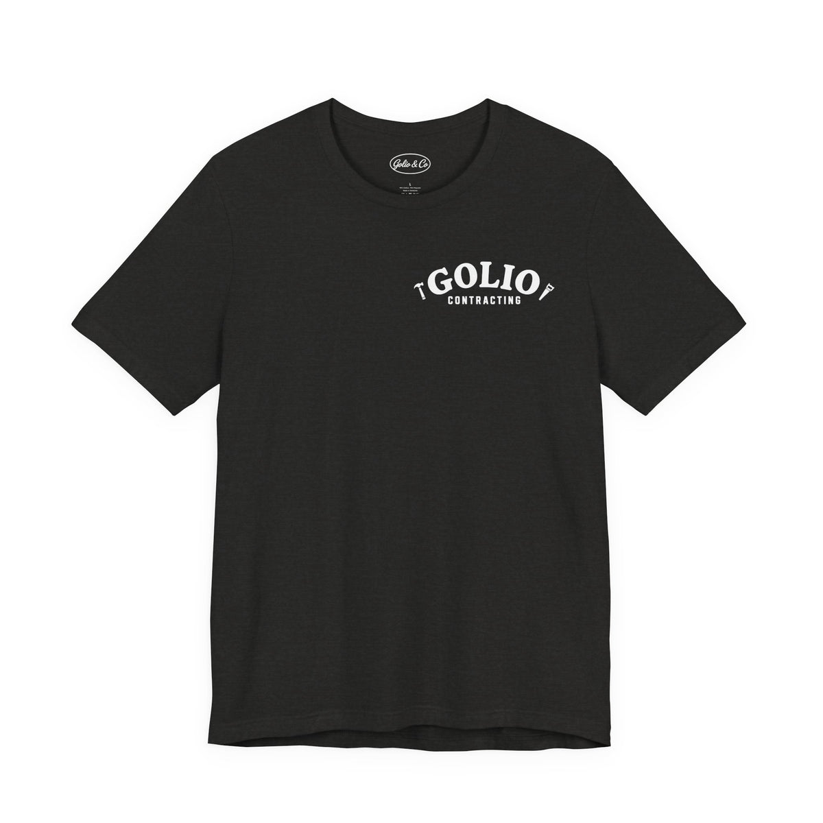 T-Shirt — Golio & Co Logo Tee (front 'GOLIO' chest, back oval 'Golio & Co')