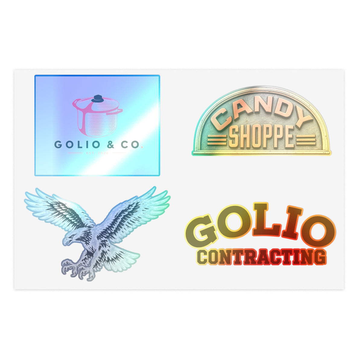 Vintage Logo Sticker Sheet — Retro Candy Shoppe, Golio & Co., Eagle Decals
