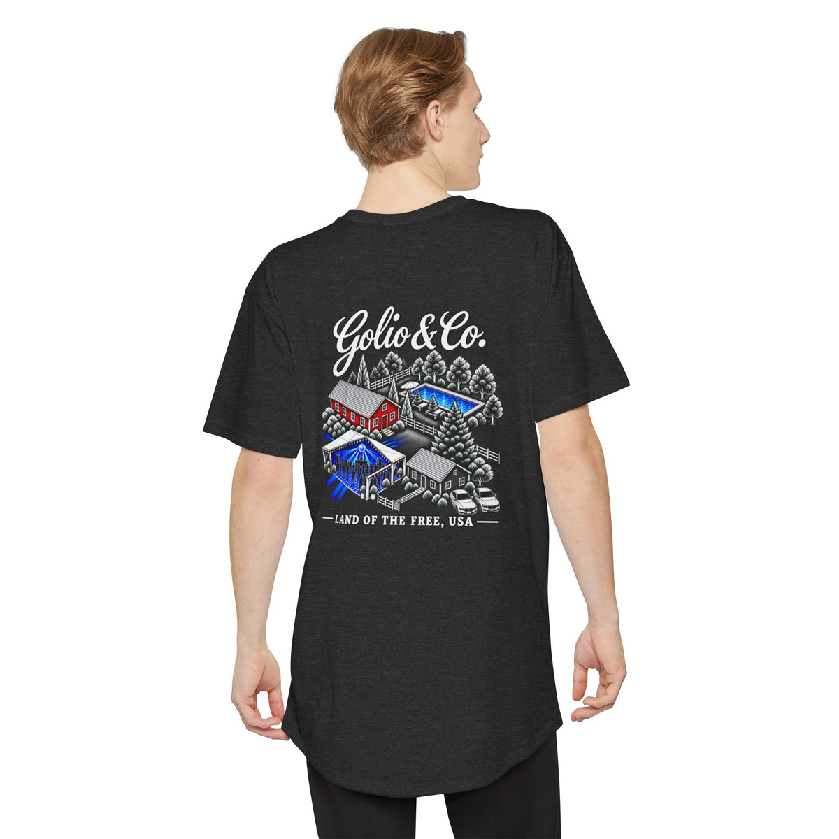 Electric Countryside Longbody Tee — Golic & Co. Land of the Free Graphic T-Shirt