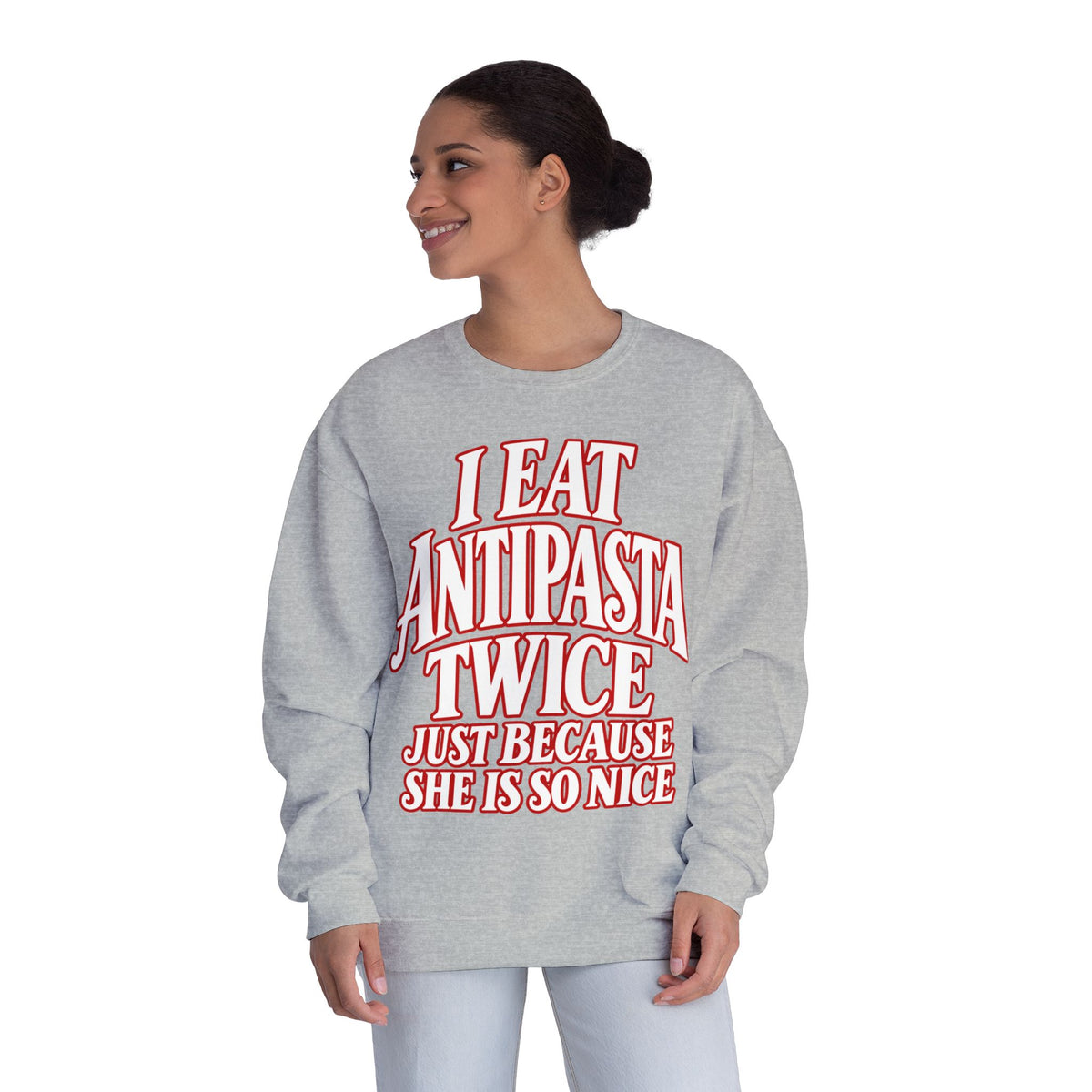 I Eat Antipasta Twice Crewneck Sweatshirt — Italian Music Graphic Crewneck