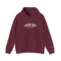 Embroidered Golio Contracting Conversation Hoodie — Black Graphic Logo Pullover