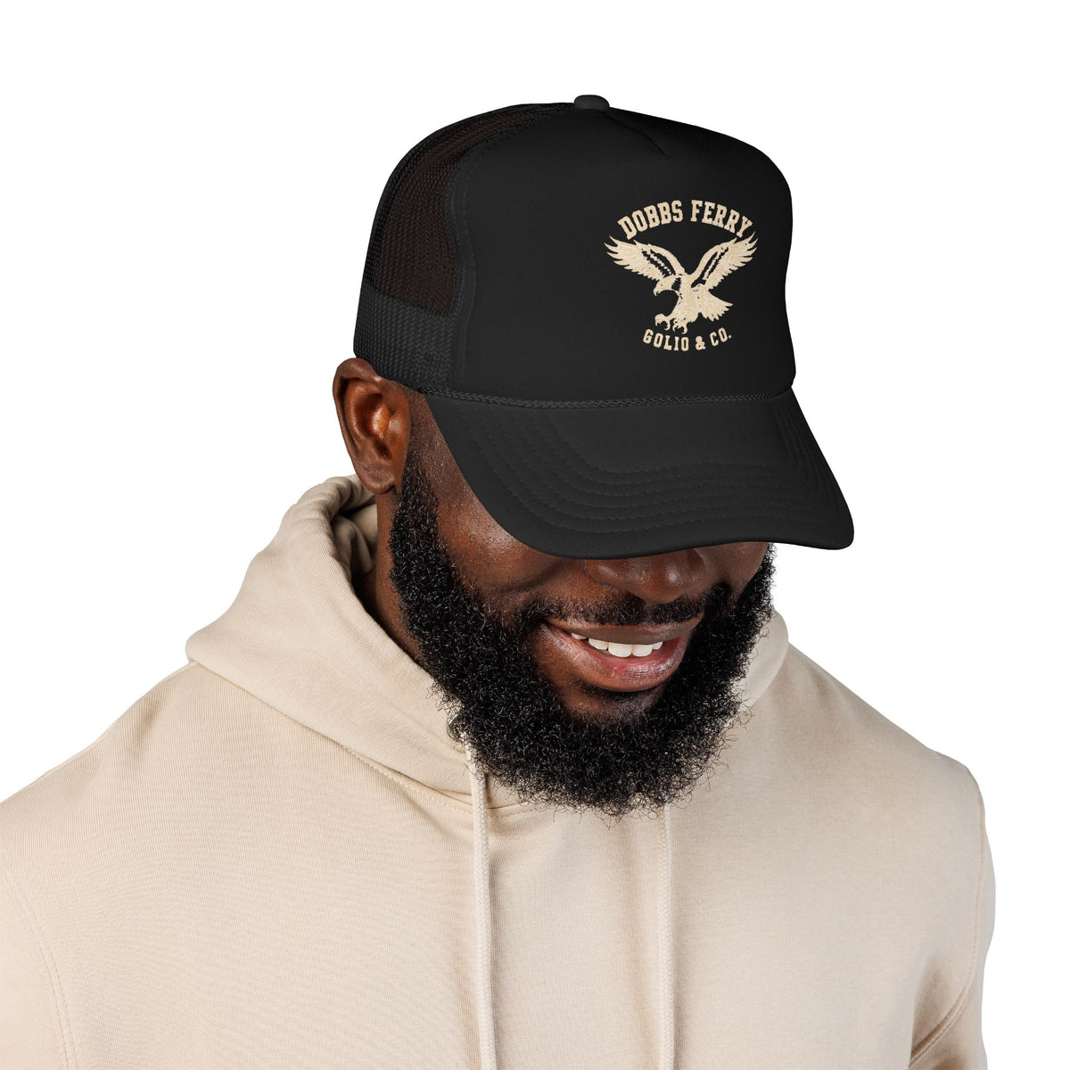Eagle Logo Trucker Hat — Vintage 'Dobbs Ferry' Foam Mesh Cap