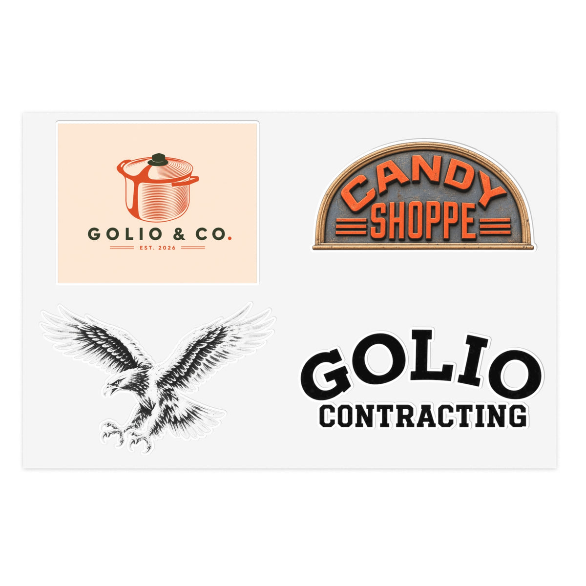 Vintage Logo Sticker Sheet — Retro Candy Shoppe, Golio & Co., Eagle Decals