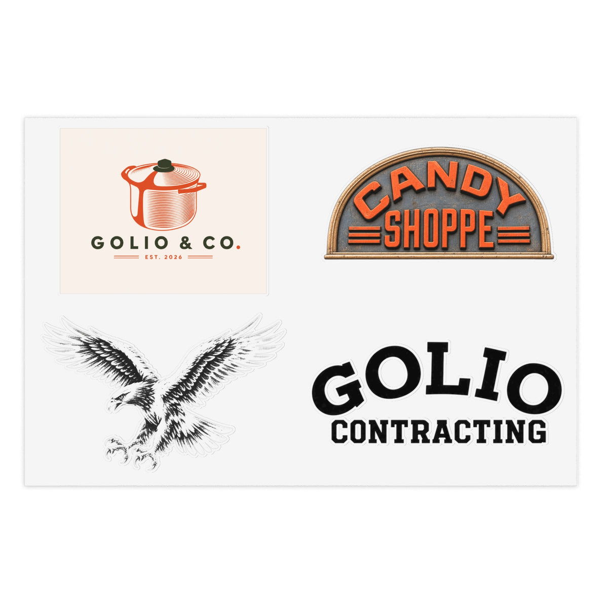 Vintage Logo Sticker Sheet — Retro Candy Shoppe, Golio & Co., Eagle Decals