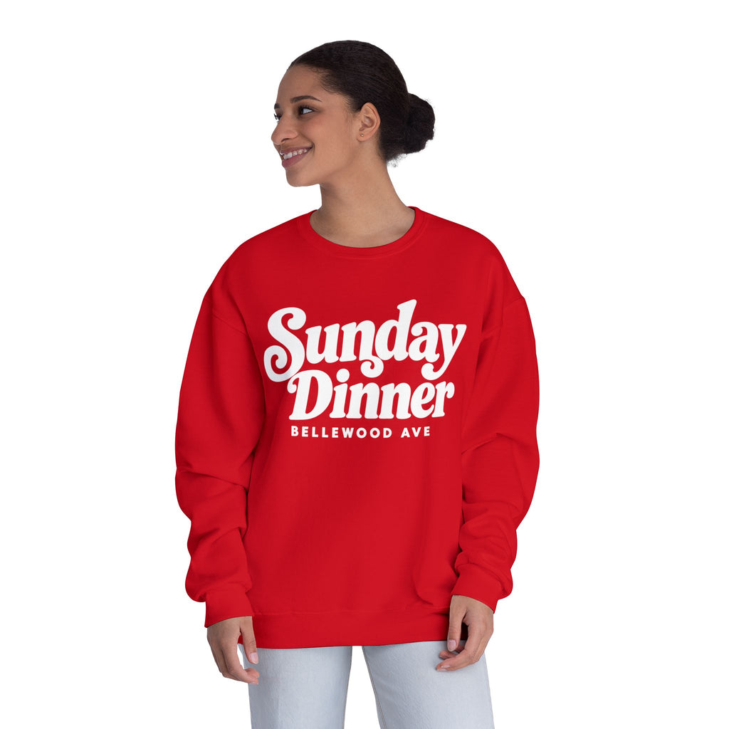 Sunday Dinner Crewneck Sweatshirt – Retro Script "Bellewood Ave" Pullover