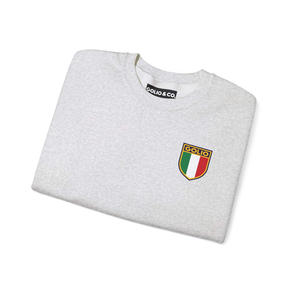 Embroidered Italian Crest Golio Style Crewneck Sweatshirt — Retro Italian Flag Patch