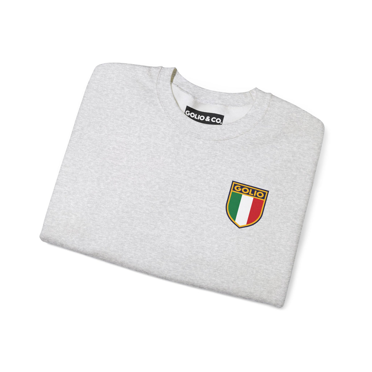 Embroidered Italian Crest Golio Style Crewneck Sweatshirt — Retro Italian Flag Patch