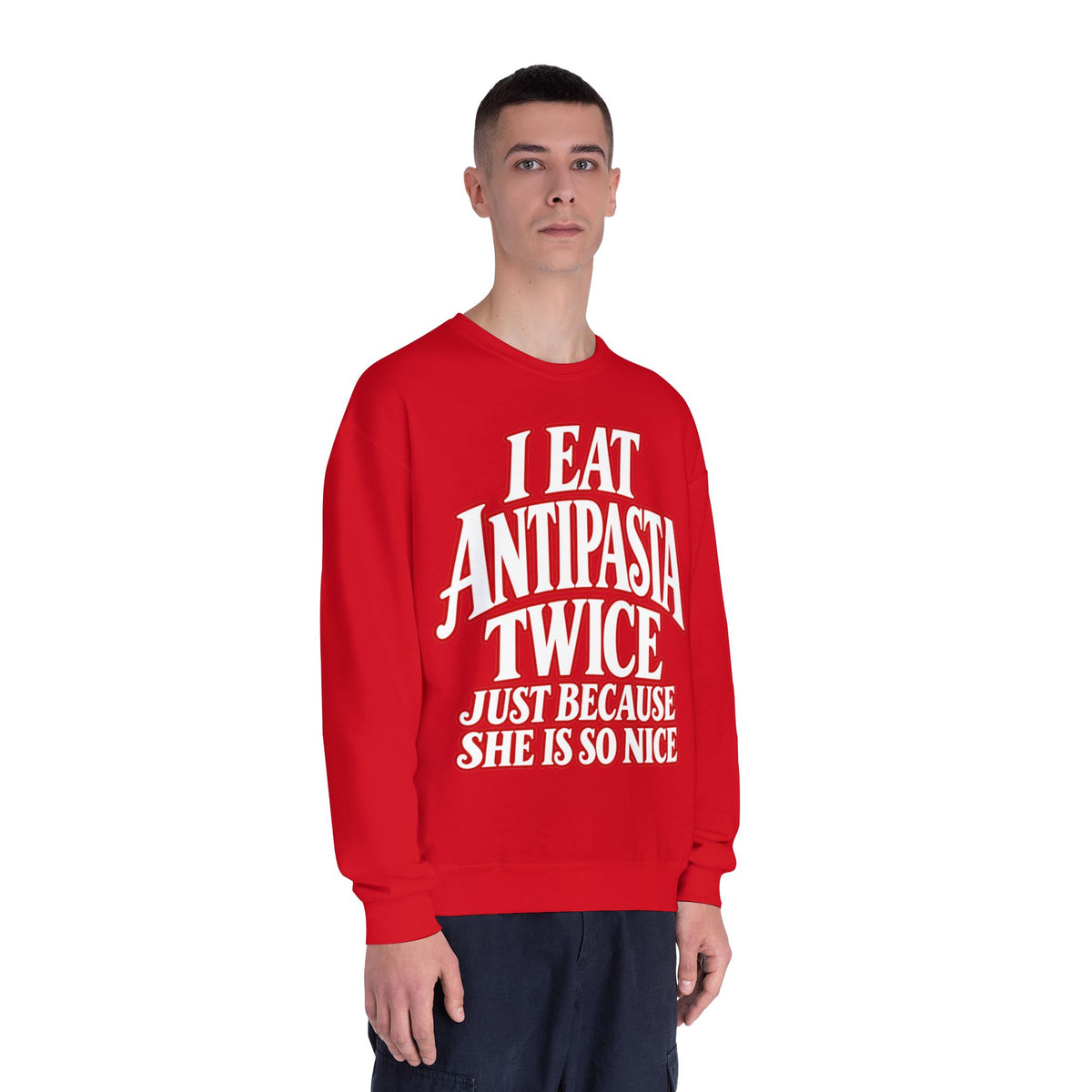 I Eat Antipasta Twice Crewneck Sweatshirt — Italian Music Graphic Crewneck