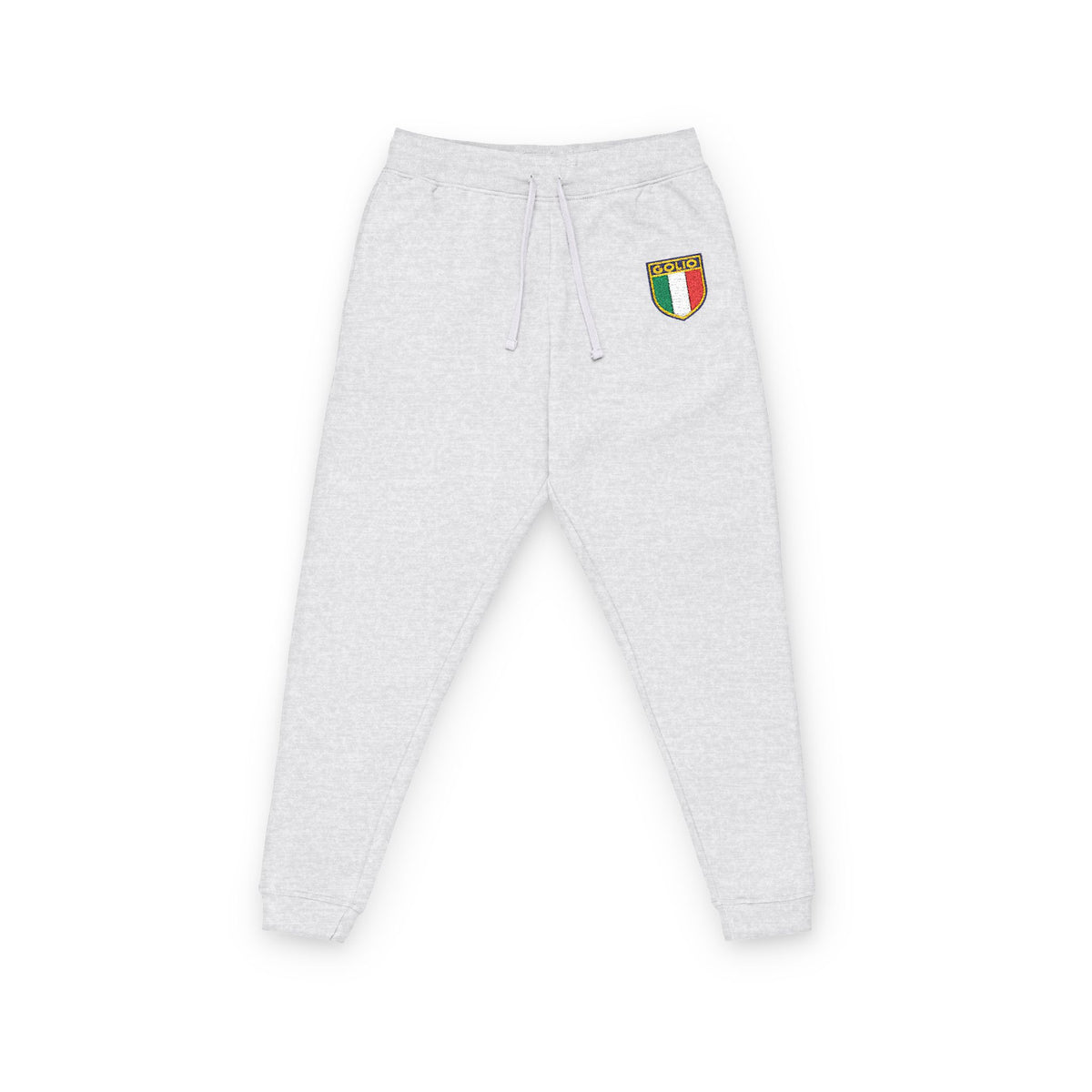 Embroidered Italian Crest Joggers — Cozy Fleece Track Pants