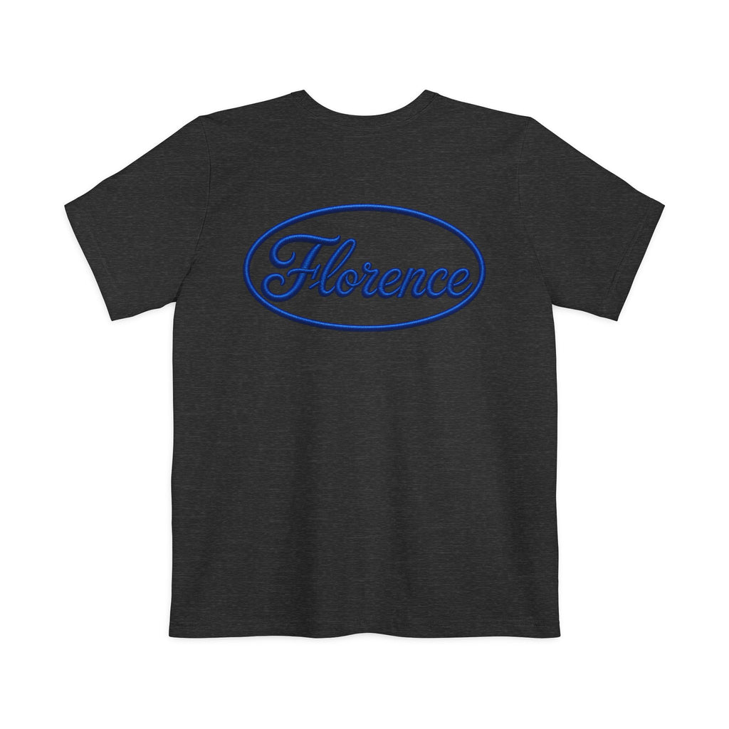 Florence Script Pocket T-Shirt — City Name Tee with Embroidered-Style Back Logo