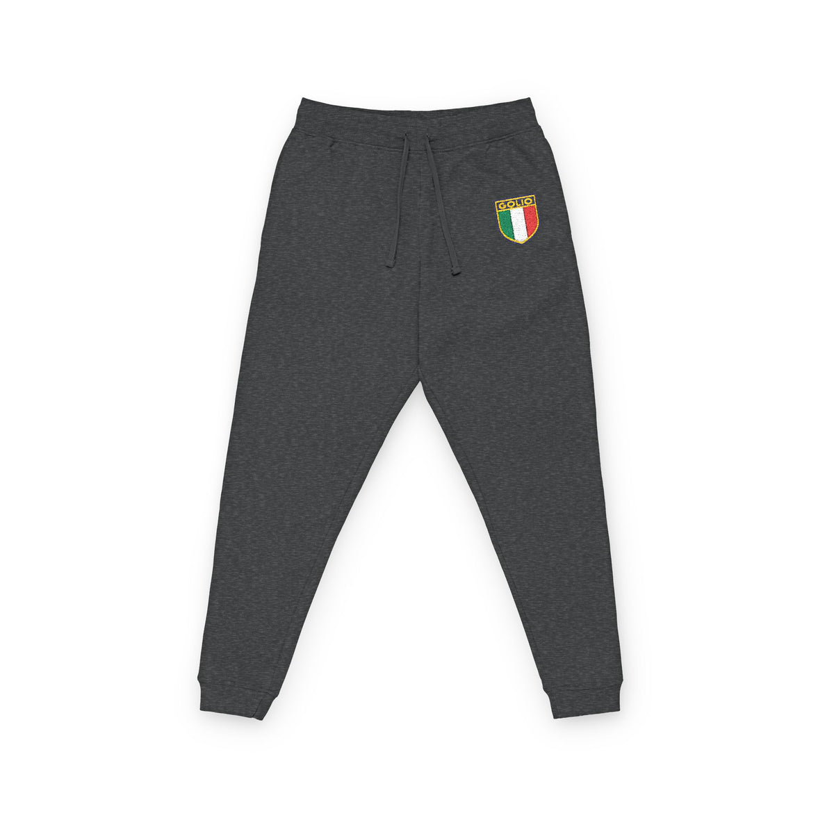 Embroidered Italian Crest Joggers — Cozy Fleece Track Pants