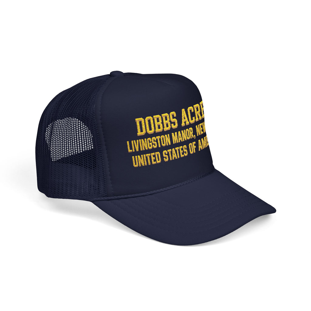 Dobbs Acres Trucker Hat — Livingston Manor, New York Retro Mesh Cap
