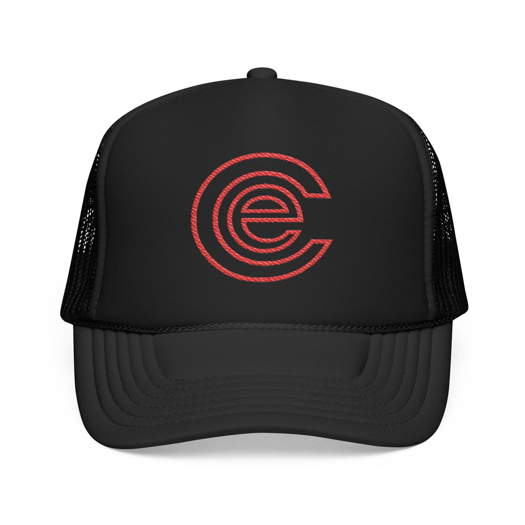 Trucker Hat — Distressed Red Circular 'Electric' Logo Foam Cap