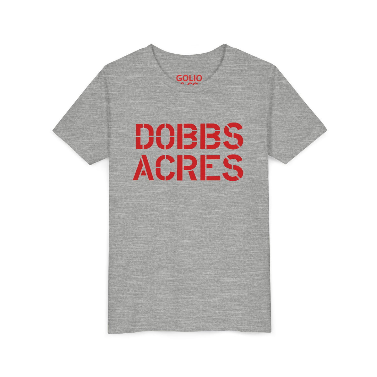 Dobbs Acres Youth Tee — Red Stencil Logo Kids T-Shirt (Golio & Co.)