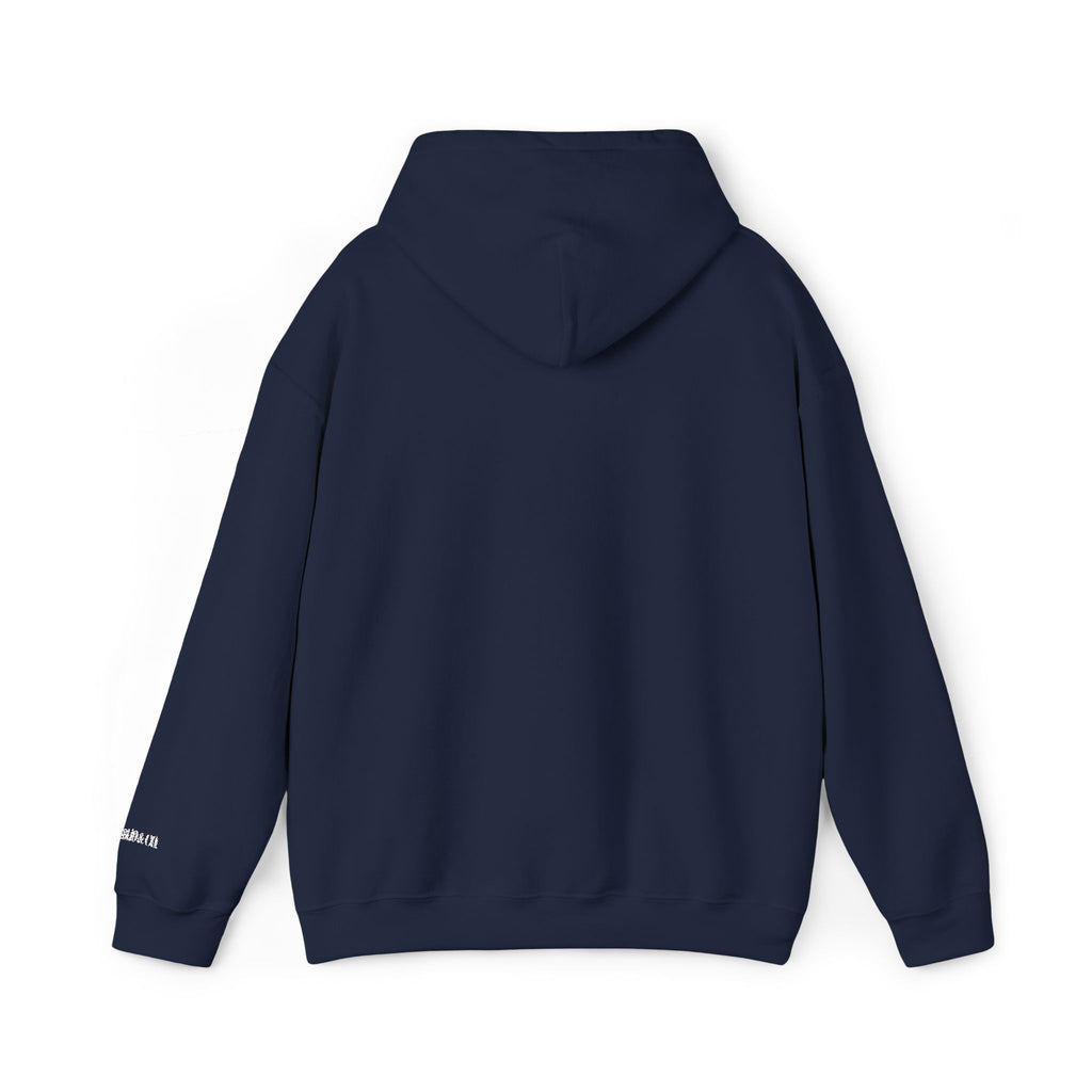 Embroidered Classic Florence Logo Hoodie — Minimal Black Pullover with Small Chest & Sleeve Text