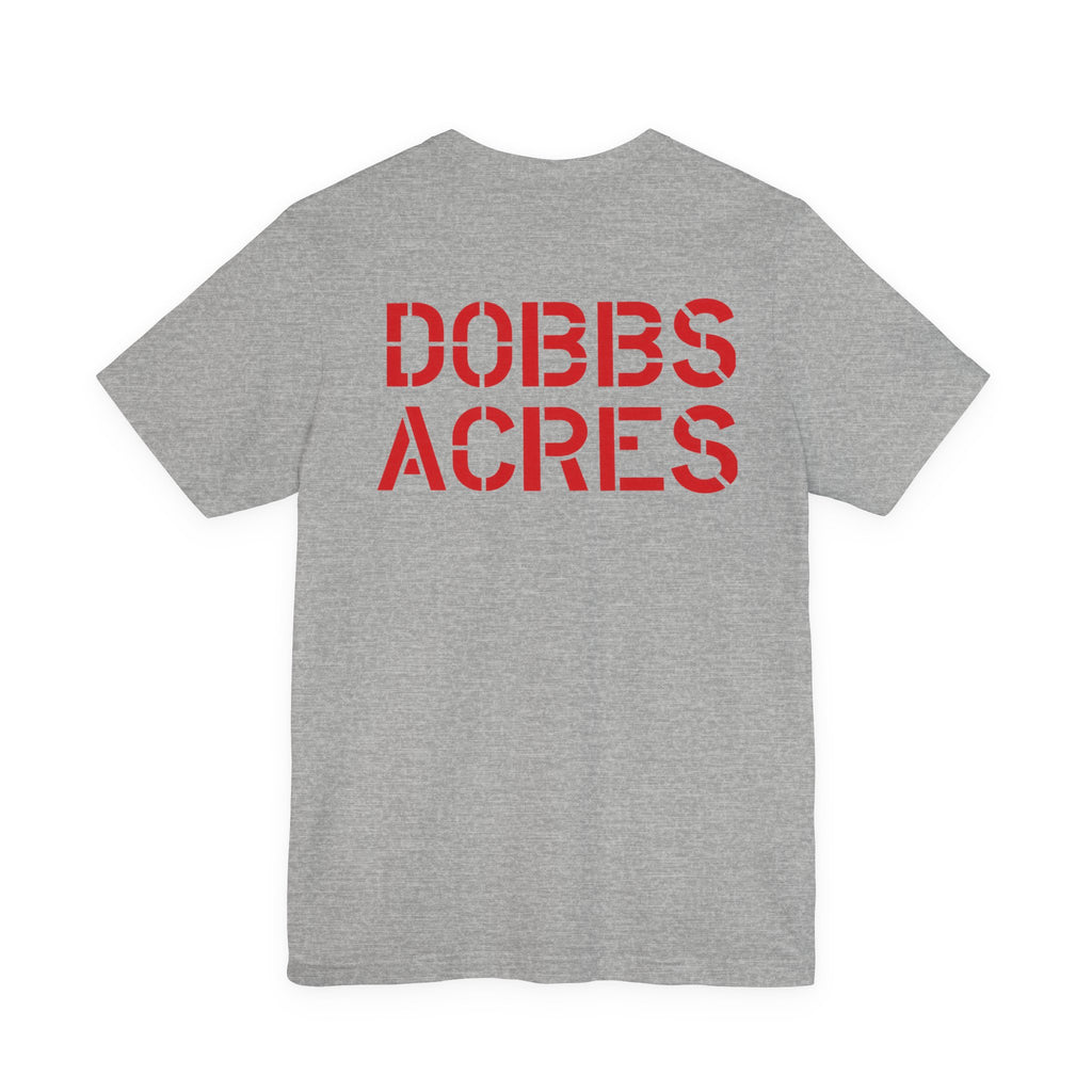 Dobbs Acres Stencil Tee — GOLIO & CO. Red Logo Short Sleeve Shirt