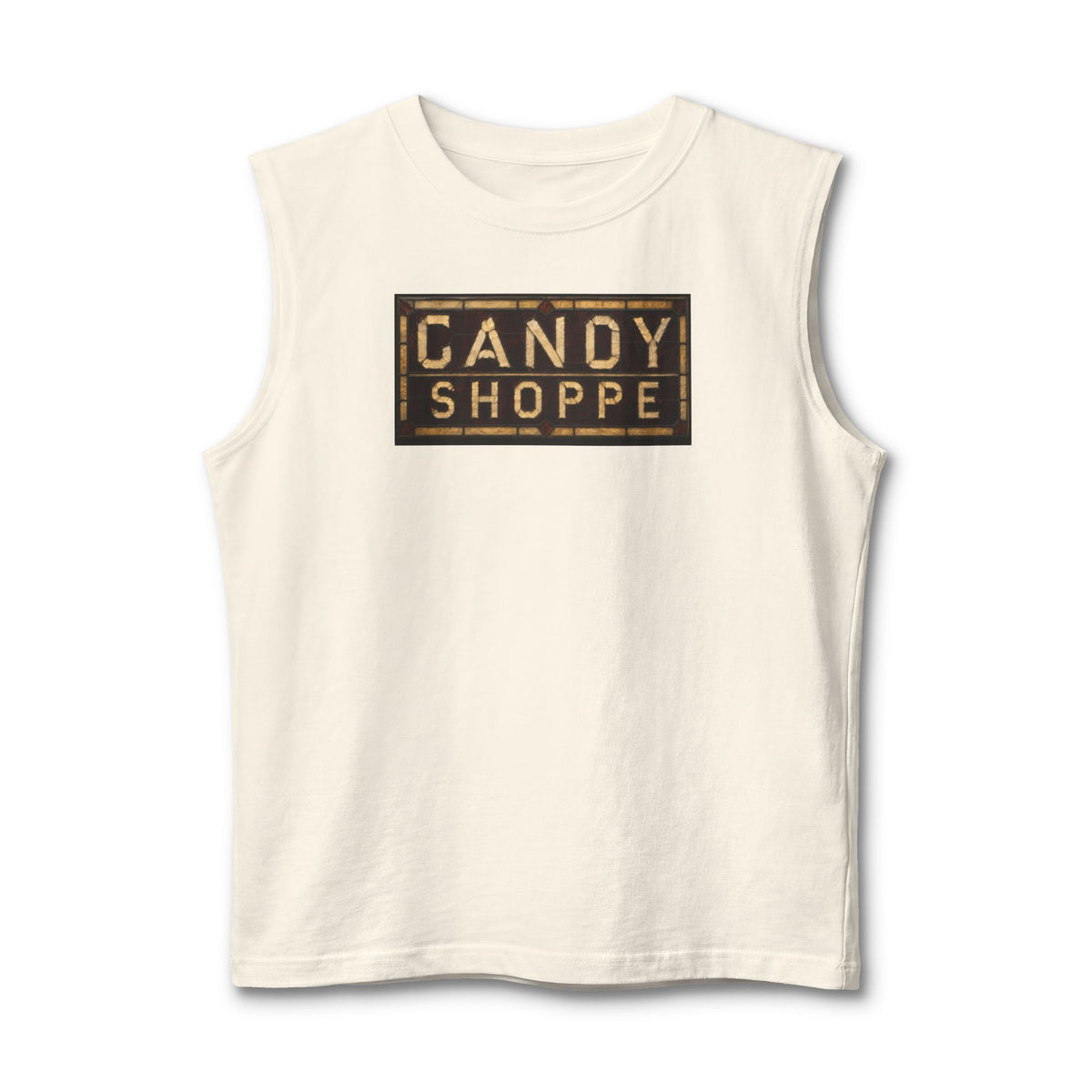 Candy Shoppe Vintage Muscle Tank — Retro 'Candy Shoppe' Graphic