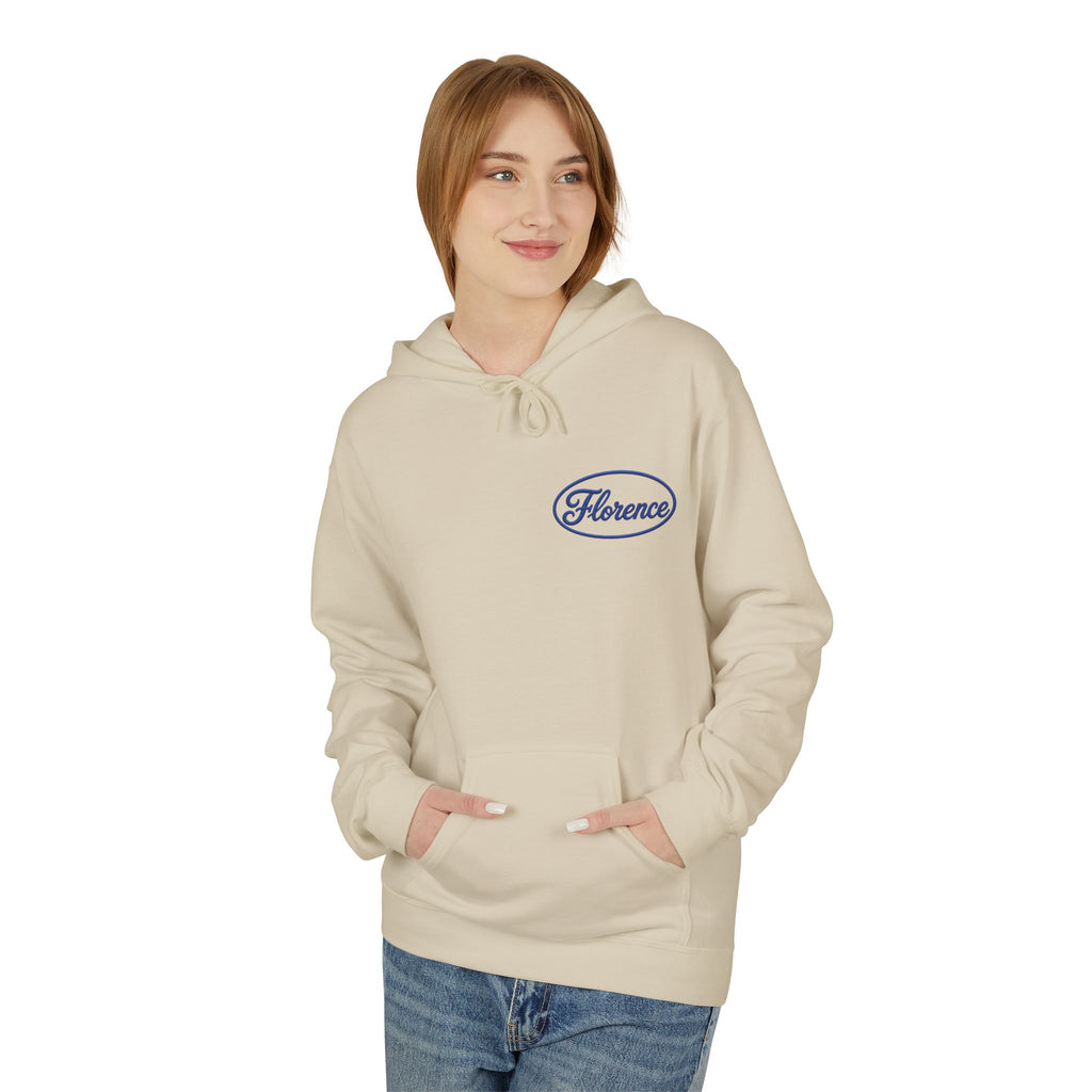 Florence Retro Logo Hoodie — Vintage Script Sweatshirt