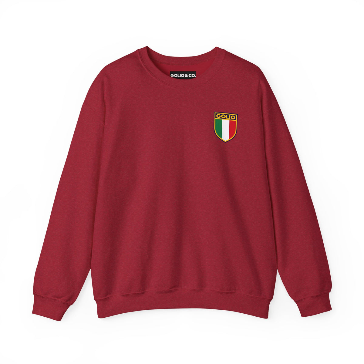 Embroidered Italian Crest Golio Style Crewneck Sweatshirt — Retro Italian Flag Patch