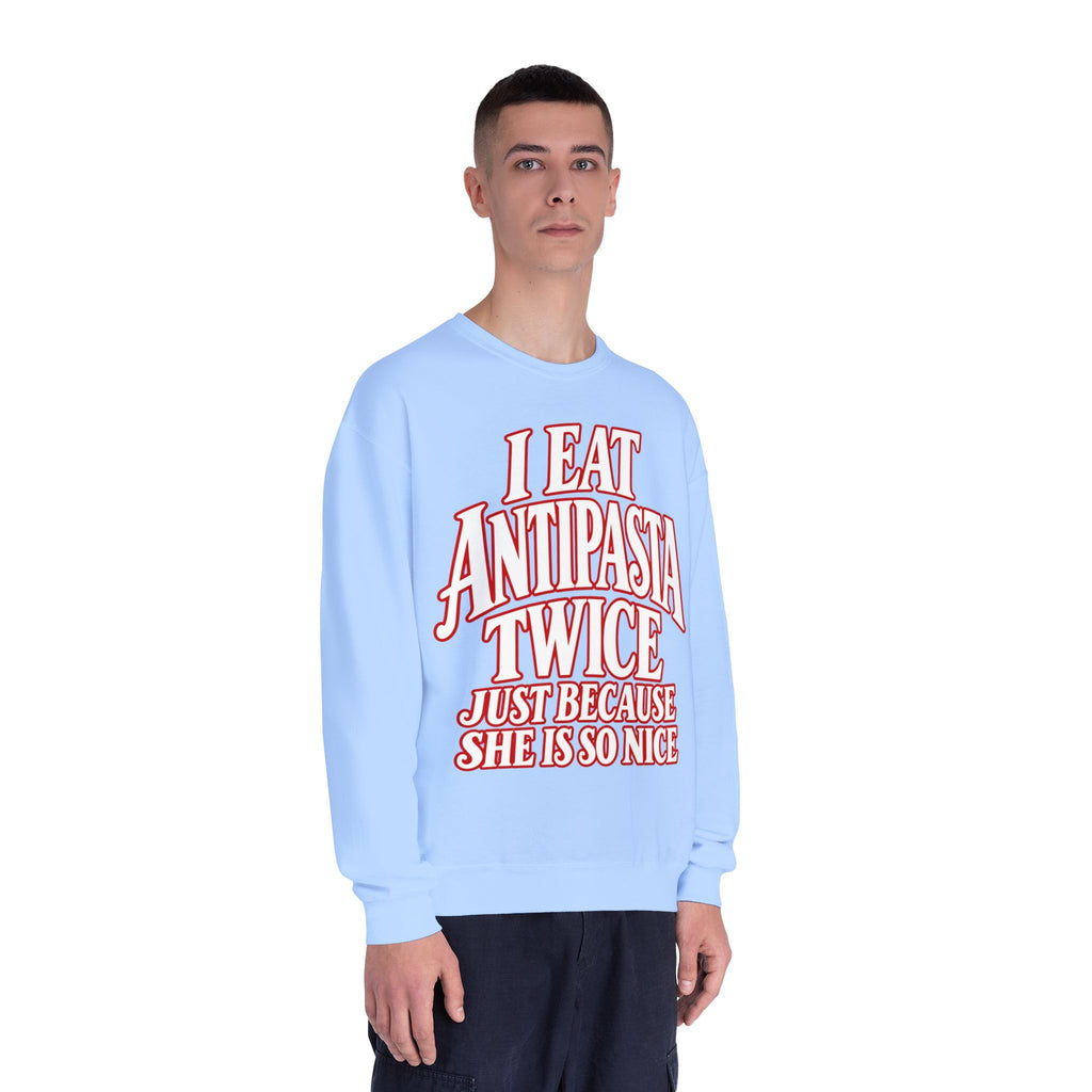 I Eat Antipasta Twice Crewneck Sweatshirt — Italian Music Graphic Crewneck