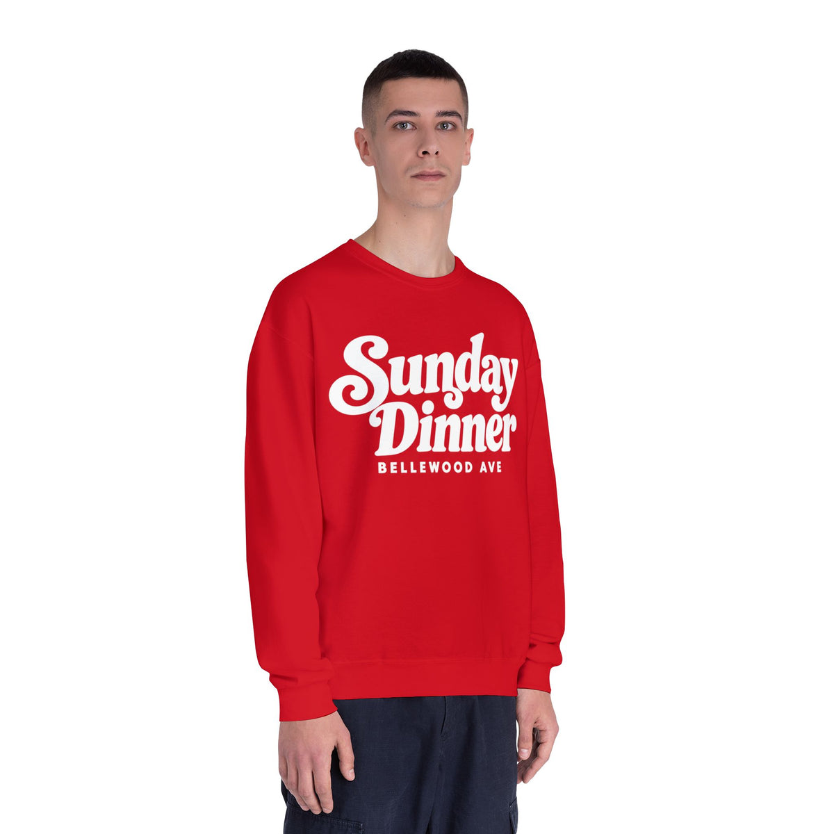 Sunday Dinner Crewneck Sweatshirt – Retro Script "Bellewood Ave" Pullover