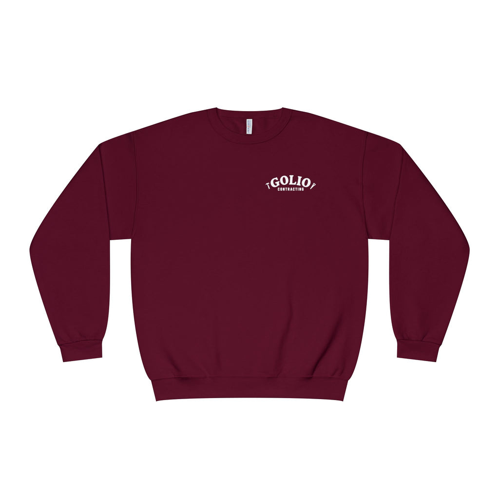 Golio Contracting Crewneck Sweatshirt — Maroon Logo Workwear