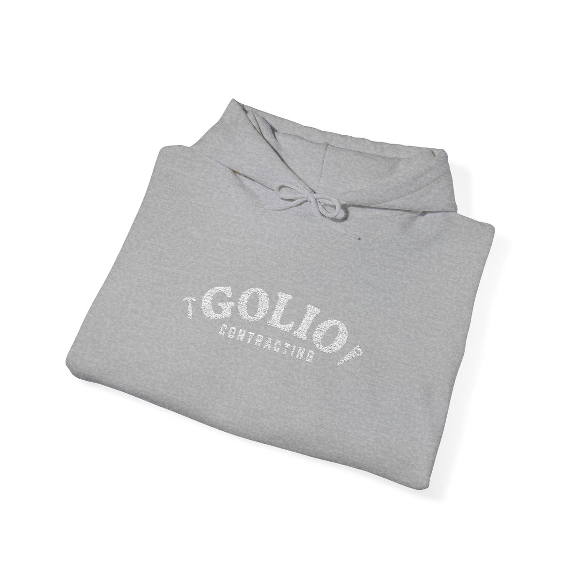 Embroidered Golio Contracting Conversation Hoodie — Black Graphic Logo Pullover