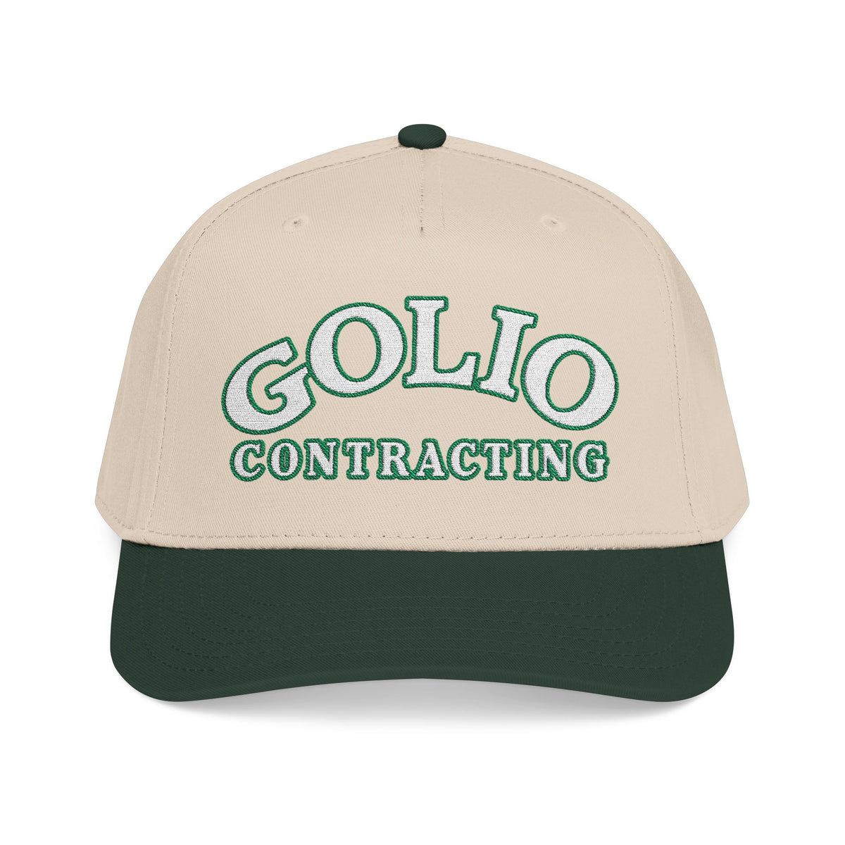 Golio Contracting Embroidered Baseball Cap- Green & Natural