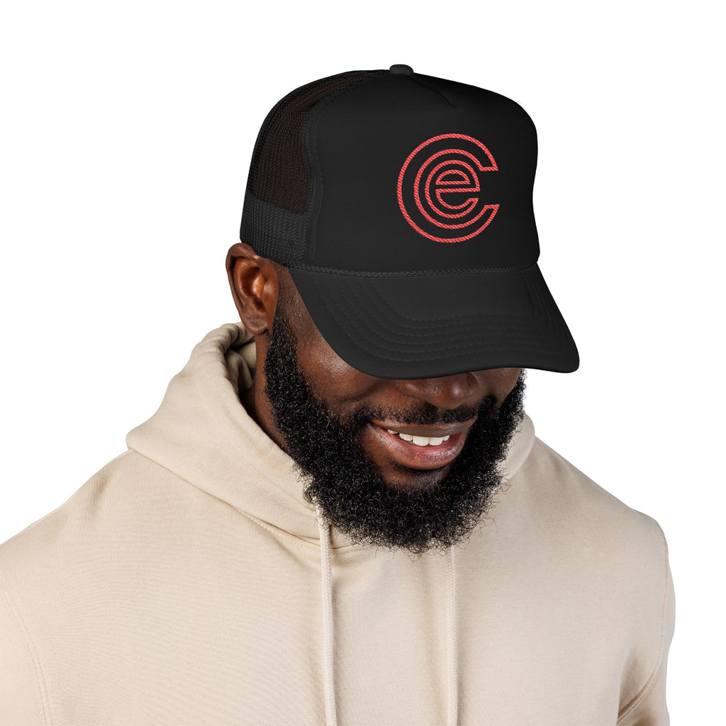 Trucker Hat — Distressed Red Circular 'Electric' Logo Foam Cap