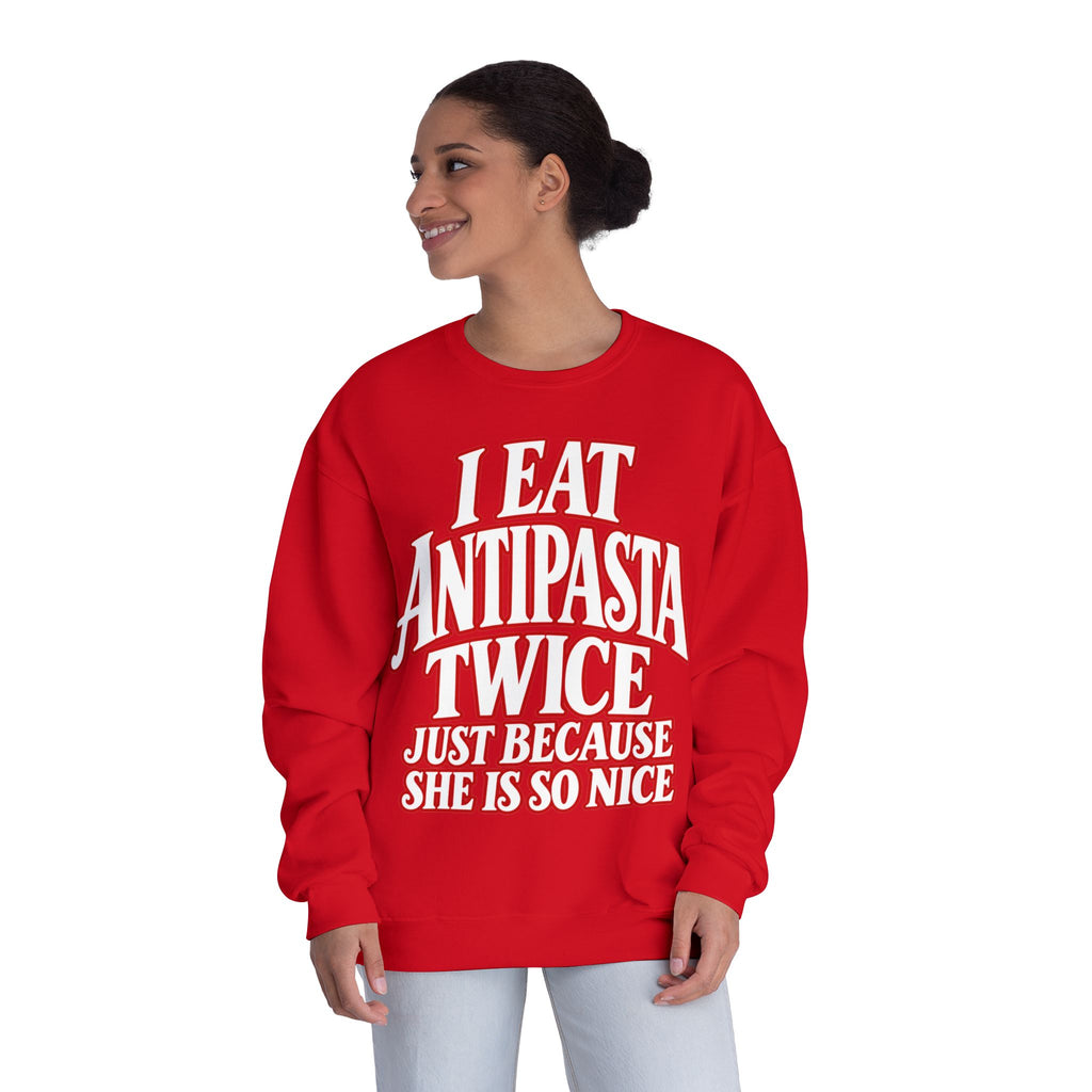 I Eat Antipasta Twice Crewneck Sweatshirt — Italian Music Graphic Crewneck