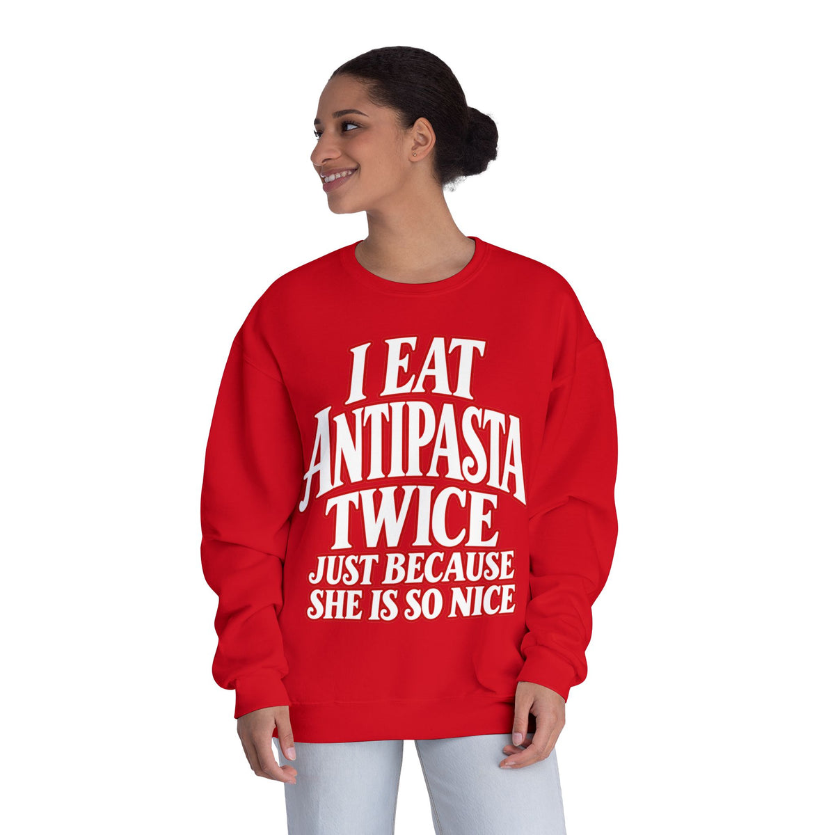 I Eat Antipasta Twice Crewneck Sweatshirt — Italian Music Graphic Crewneck