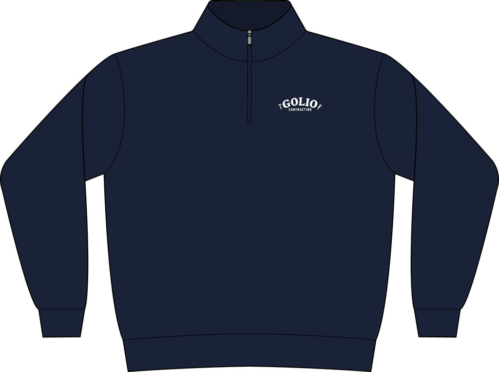Quarter-Zip Pullover Sweatshirt — Minimalist 'Golio & Co.' Logo, Navy Casual Jacket