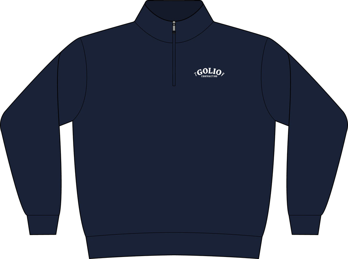 Quarter-Zip Pullover Sweatshirt — Minimalist 'Golio & Co.' Logo, Navy Casual Jacket