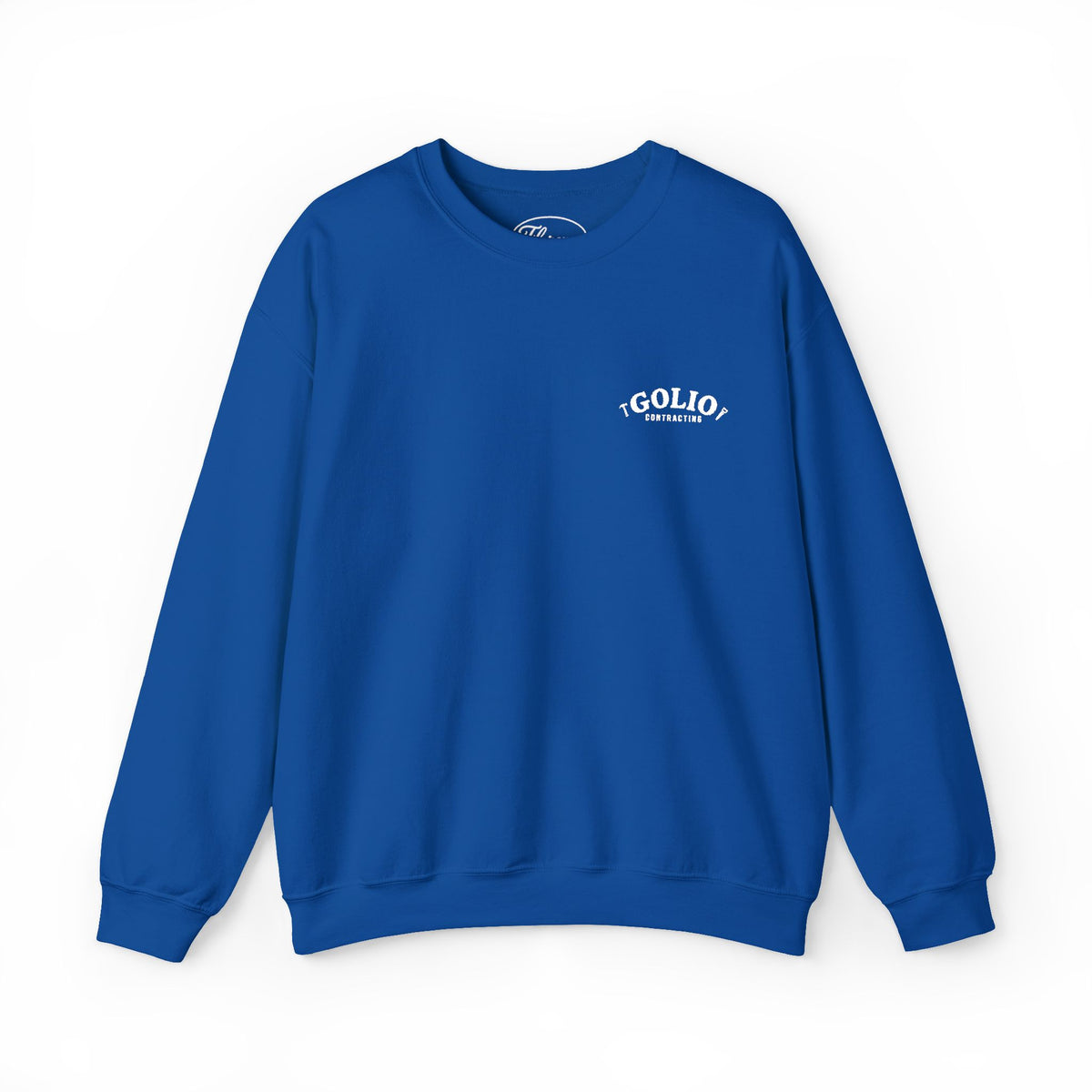 Embroidered Golio Logo Heavy Blend Crewneck Sweatshirt — Minimal Black Graphic Pullover