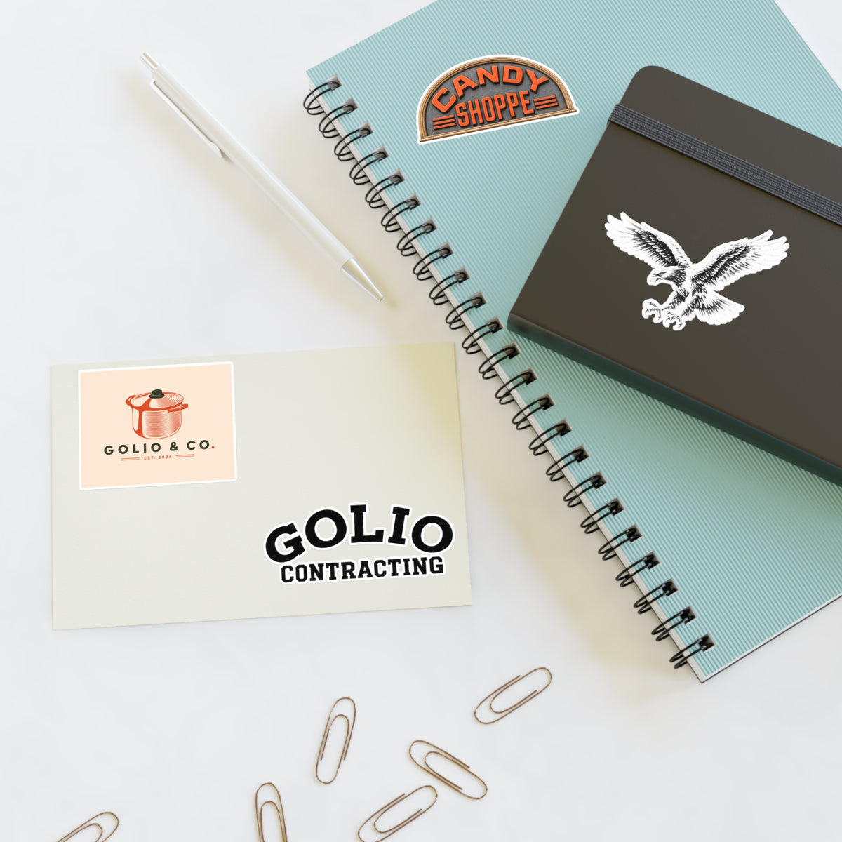 Vintage Logo Sticker Sheet — Retro Candy Shoppe, Golio & Co., Eagle Decals