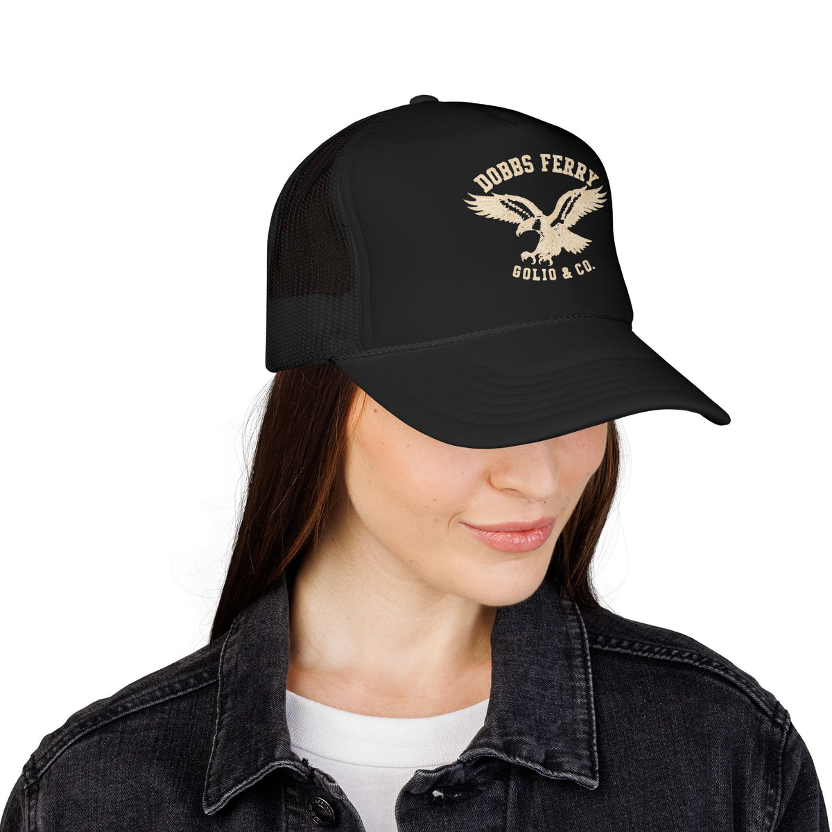 Eagle Logo Trucker Hat — Vintage 'Dobbs Ferry' Foam Mesh Cap
