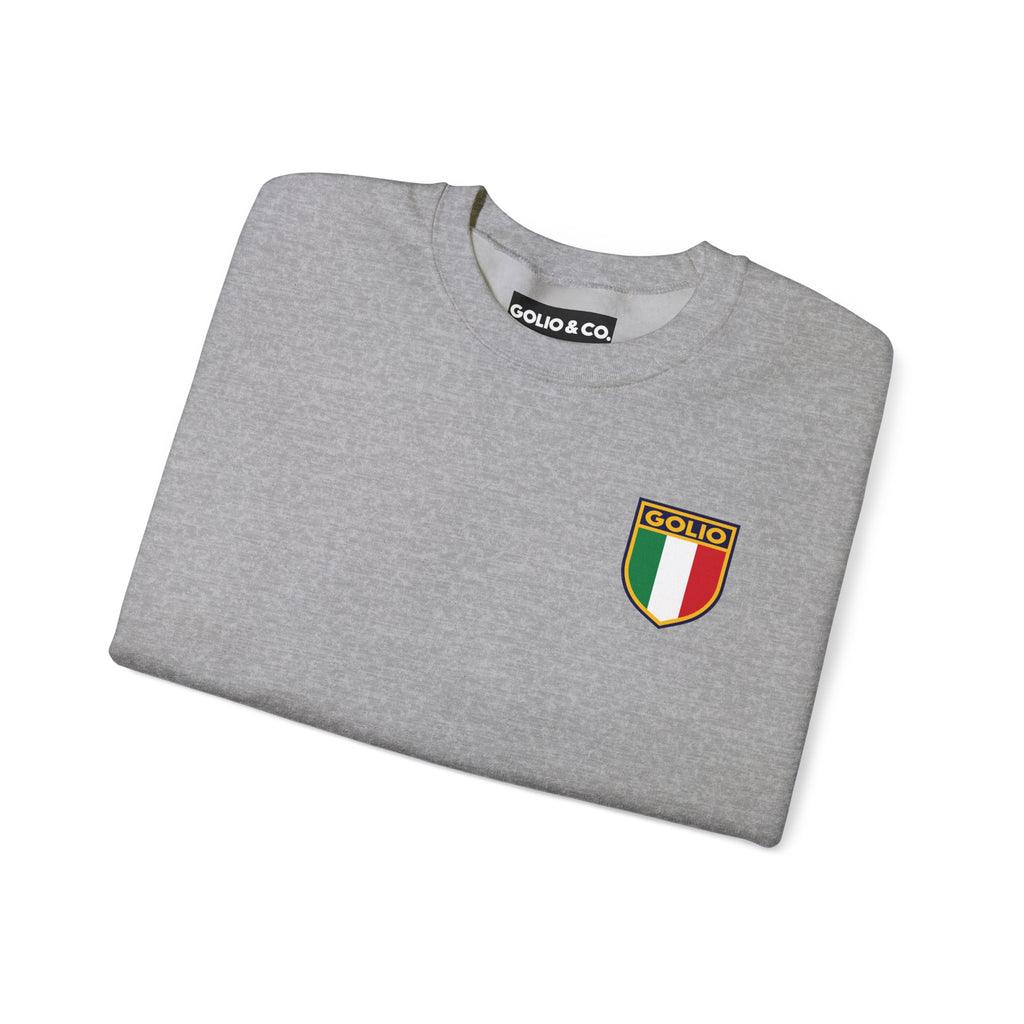 Embroidered Italian Crest Golio Style Crewneck Sweatshirt — Retro Italian Flag Patch