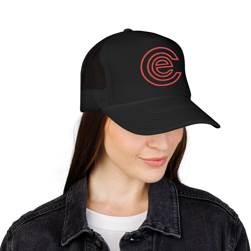 Trucker Hat — Distressed Red Circular 'Electric' Logo Foam Cap