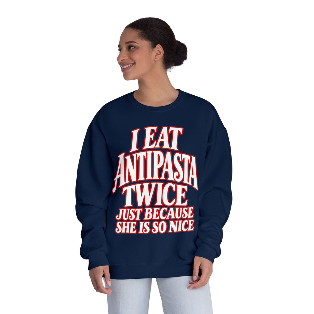 I Eat Antipasta Twice Crewneck Sweatshirt — Italian Music Graphic Crewneck