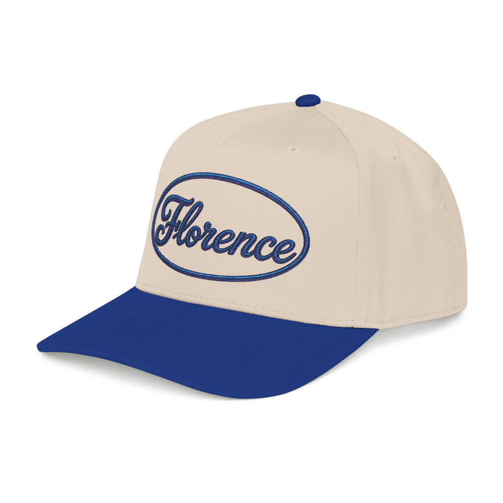 Florence Embroidered Baseball Cap — Retro Script Mid-Profile Hat