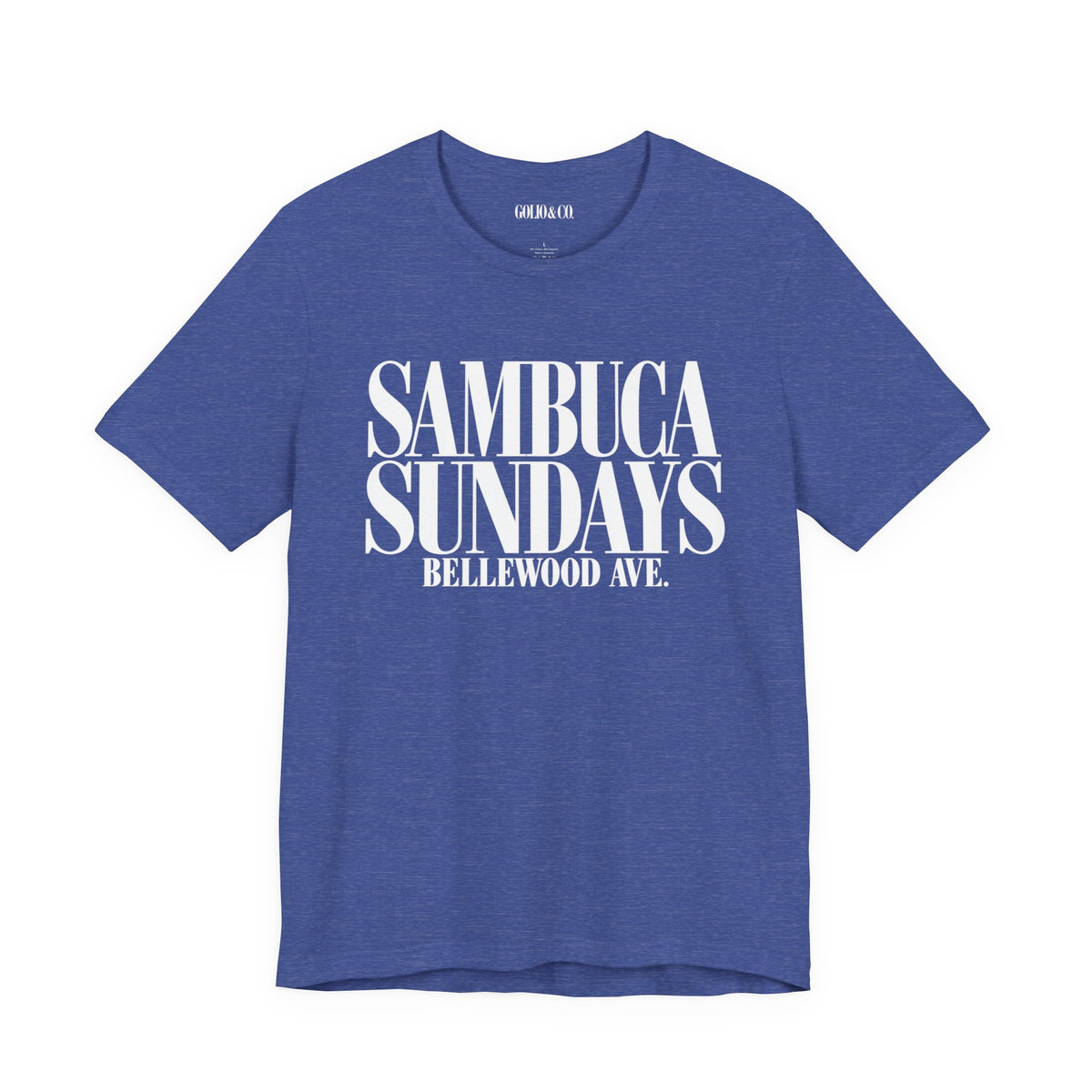 Sambuca Sundays Tee — "Sambuca Sundays Bellewood Ave." Graphic T-Shirt