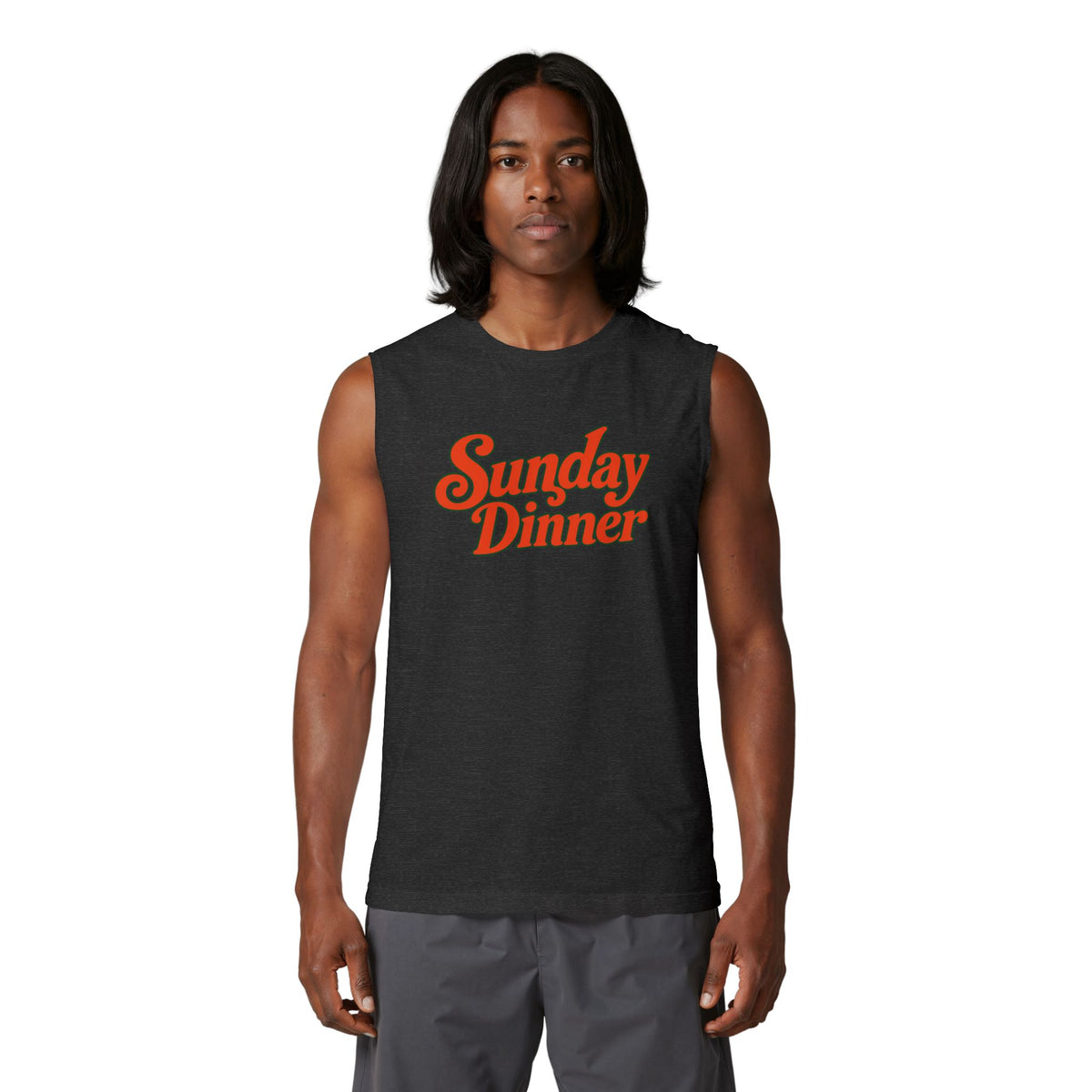 Sunday Dinner Muscle Tank — Retro Script Graphic Tank Top