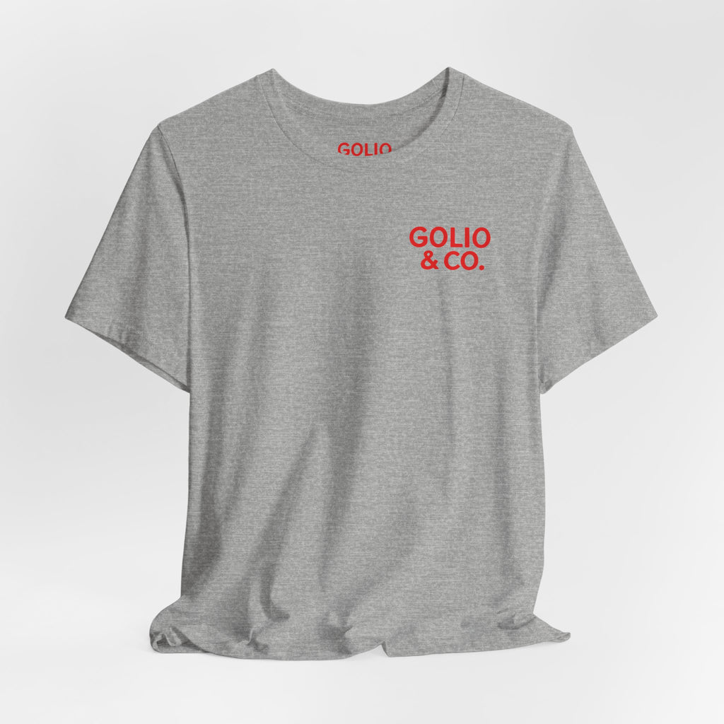Dobbs Acres Stencil Tee — GOLIO & CO. Red Logo Short Sleeve Shirt