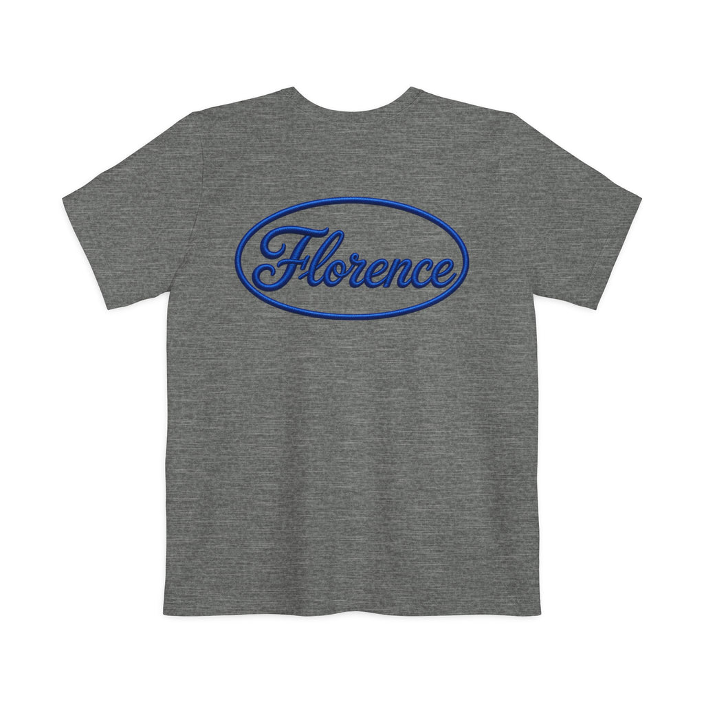 Florence Script Pocket T-Shirt — City Name Tee with Embroidered-Style Back Logo