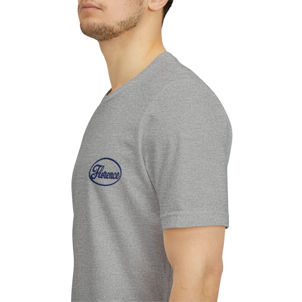 Embroidered Retro 'Florence' Script T-Shirt — Cream Chest Logo Tee