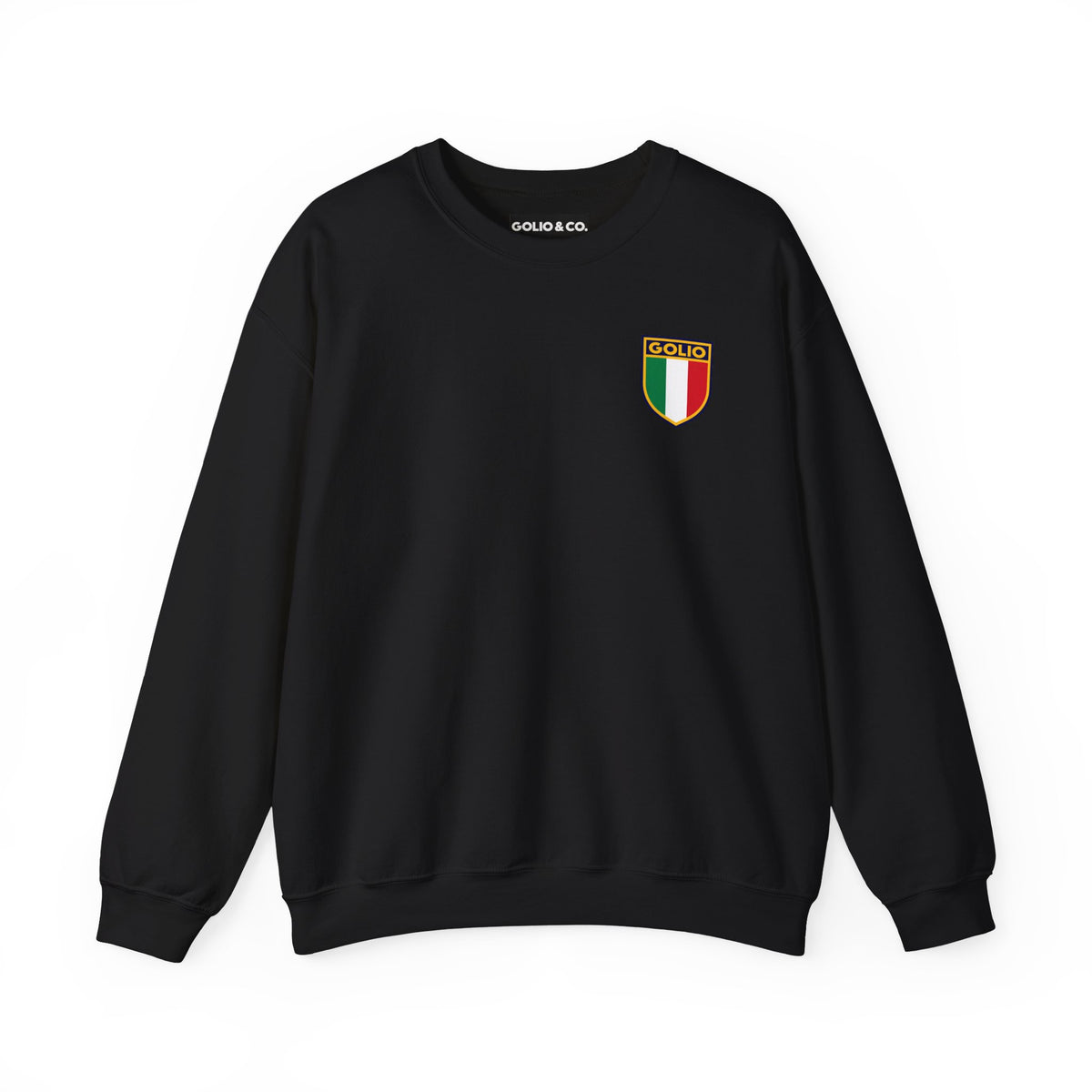 Embroidered Italian Crest Golio Style Crewneck Sweatshirt — Retro Italian Flag Patch
