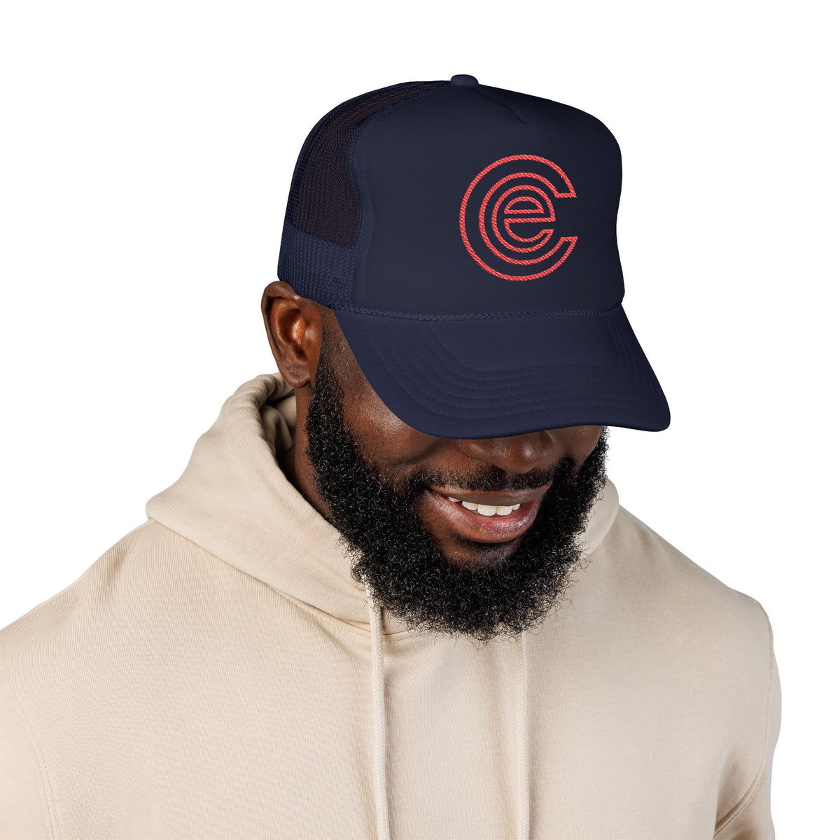 Trucker Hat — Distressed Red Circular 'Electric' Logo Foam Cap