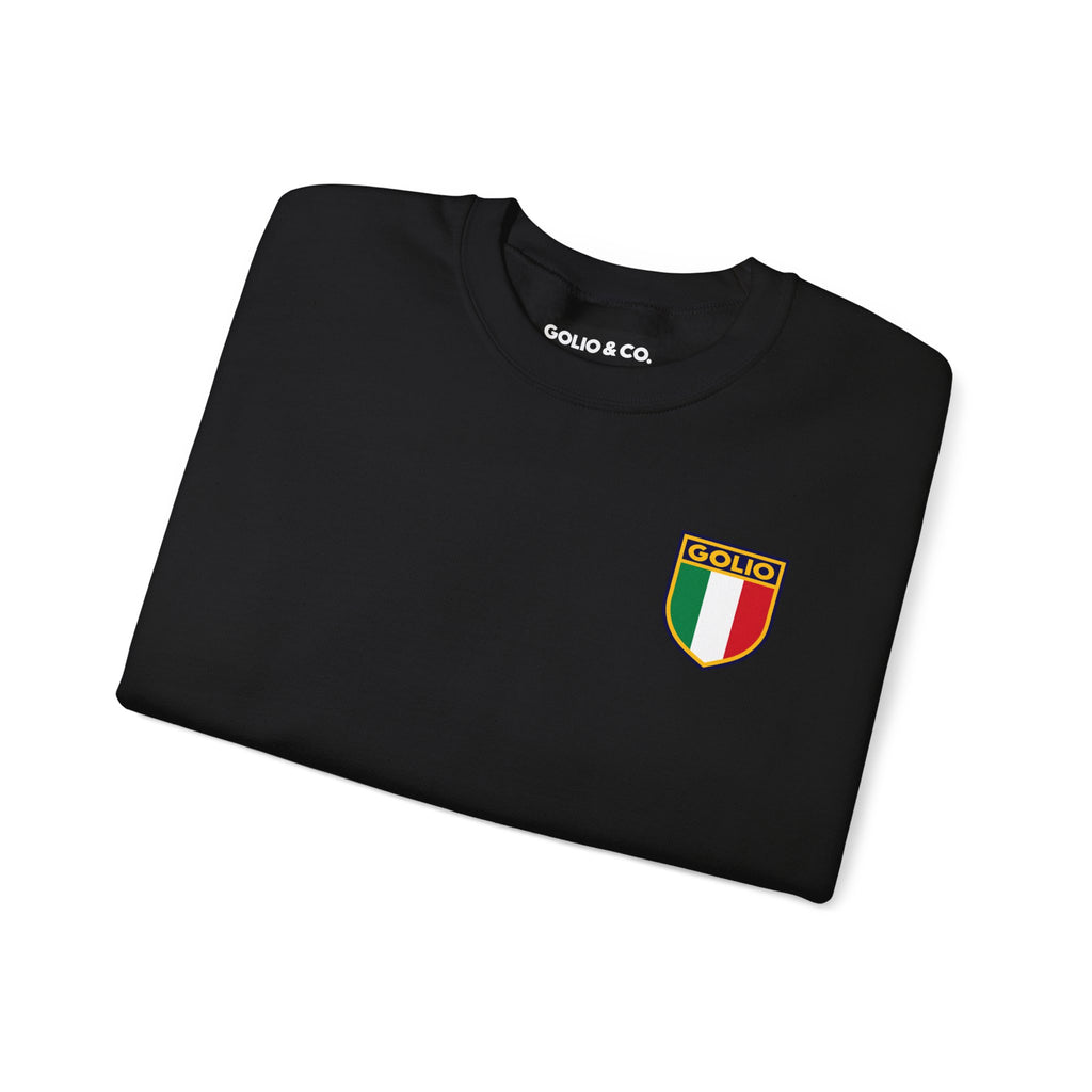 Embroidered Italian Crest Golio Style Crewneck Sweatshirt — Retro Italian Flag Patch