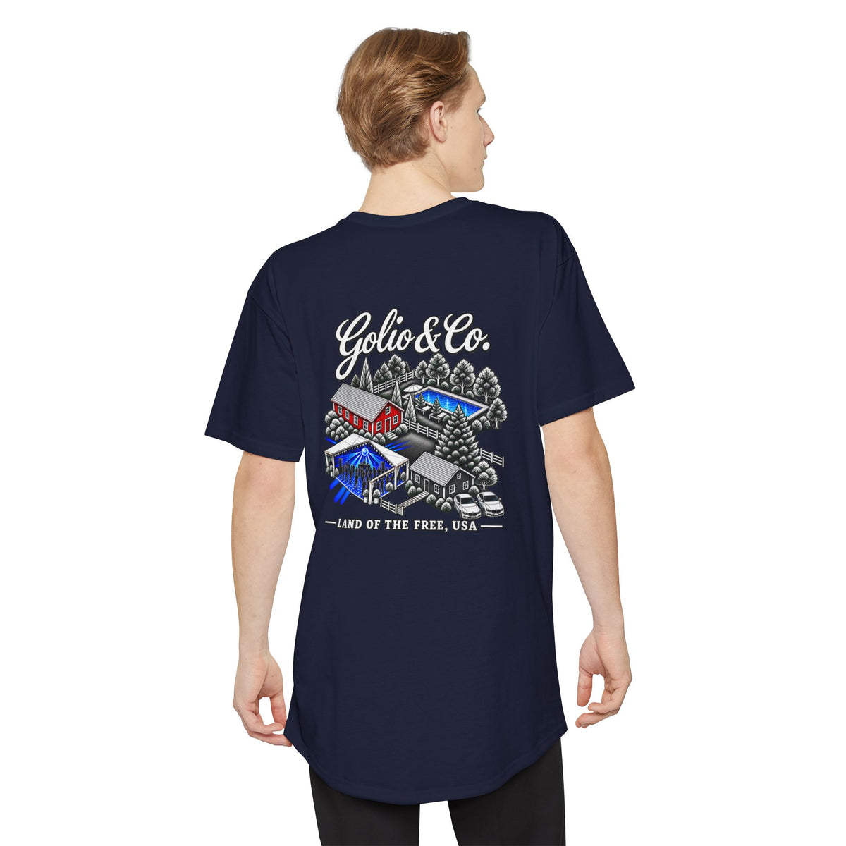 Electric Countryside Longbody Tee — Golic & Co. Land of the Free Graphic T-Shirt